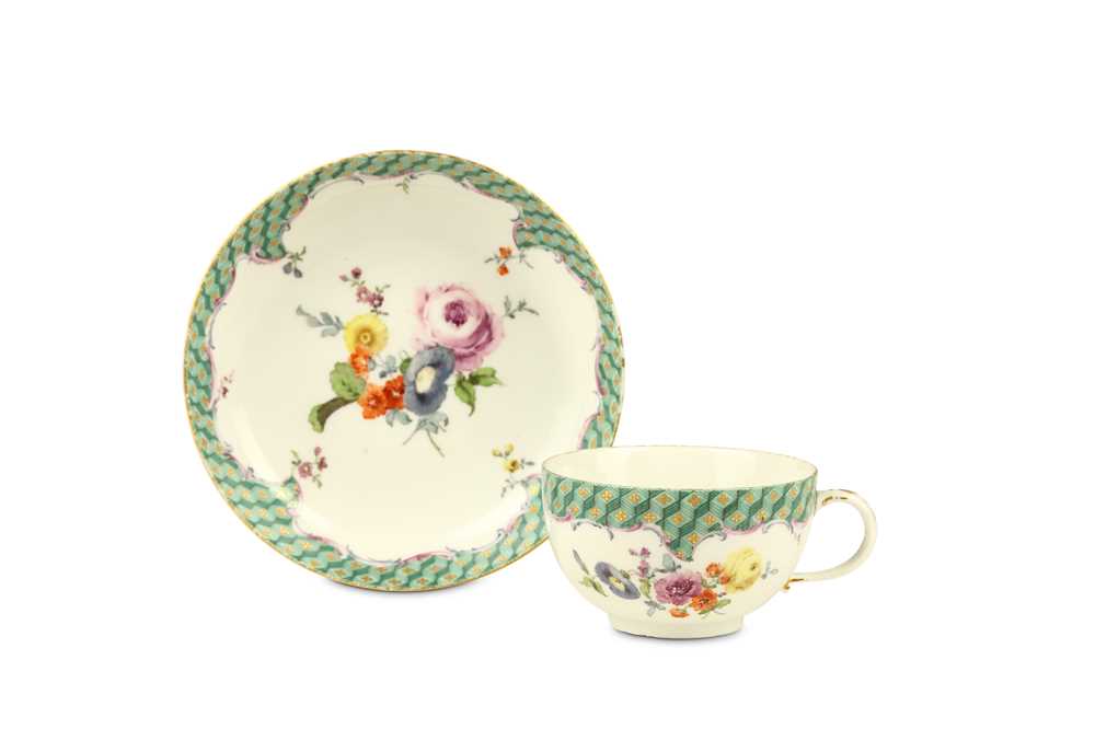 Lot 96 - A MEISSEN TEACUP AND SAUCER, circa 1770, both...