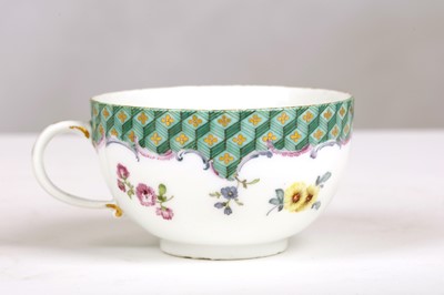 Lot 140 - A MEISSEN TEACUP AND SAUCER, circa 1770, both...