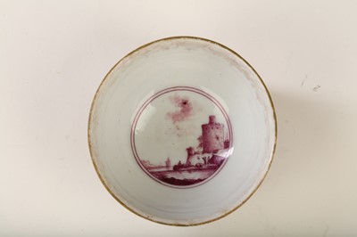 Lot 31 - A MEISSEN TEABOWL, circa 1735, painted in puce...