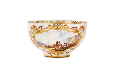 Lot 115 - A MEISSEN TEABOWL, circa 1730, painted with a...