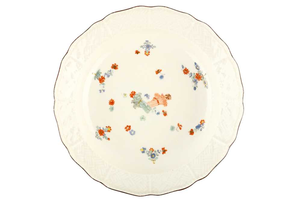 Lot 129 - A MEISSEN DISH, circa 1740, painted in...