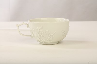 Lot 48 - A MEISSEN WHITE TEACUP AND SAUCER, circa 1745,...