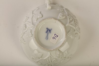 Lot 48 - A MEISSEN WHITE TEACUP AND SAUCER, circa 1745,...