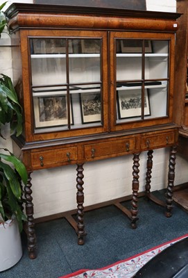 Lot 408 - An antique walnut and seaweed marquetry glazed...