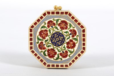 Lot 297 - A GEMSET ENAMELLED GOLD BOX Jaipur, Rajasthan,...