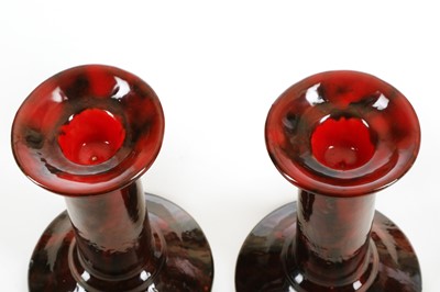 Lot 198 - A RARE PAIR OF ROYAL DOULTON SUNG CANDLESTICKS...