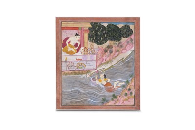 Lot 231 - A LADY CROSSING THE RIVER TO MEET HER LOVER ...
