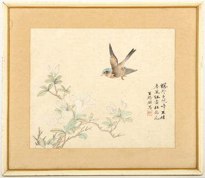 Lot 496 - WANG XIQI (1938 –). Bird and Flowers.