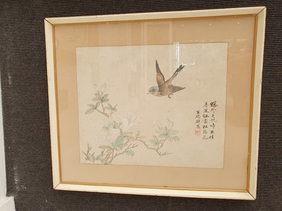 Lot 496 - WANG XIQI (1938 –). Bird and Flowers.