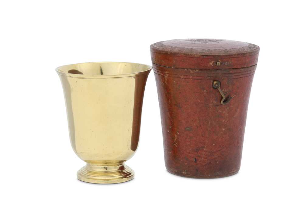 Lot 128 - A cased 18th century French silver-gilt beaker,...