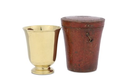 Lot 128 - A cased 18th century French silver-gilt beaker,...