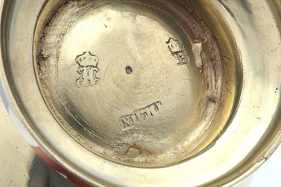 Lot 128 - A cased 18th century French silver-gilt beaker,...
