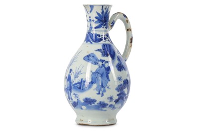 Lot 308 - A CHINESE BLUE AND WHITE JUG.  Transitional...