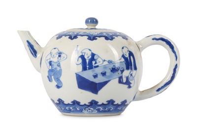 Lot 301 - A CHINESE BLUE AND WHITE TEAPOT AND COVER. ...