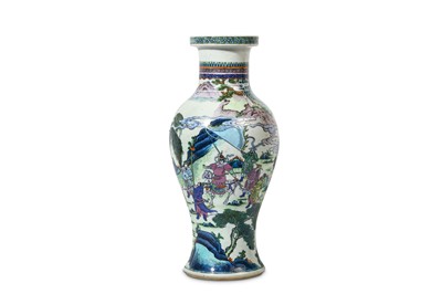 Lot 32 - A CHINESE LATER-ENAMELLED BLUE AND WHITE VASE....