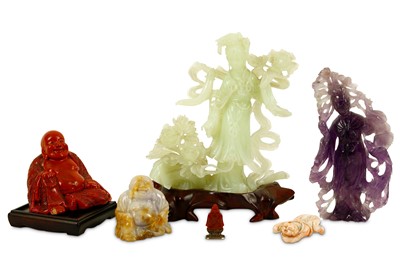 Lot 289 - A collection of Chinese figurative hard stone...