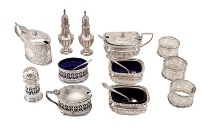 Lot 184 - A mixed group of sterling silver cruets...