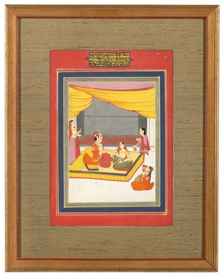 Lot 225 - A ROYAL COUPLE IN BED North India, 19th...