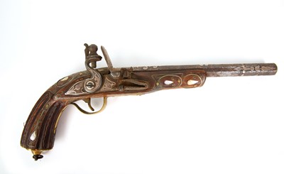 Lot 154 - Two Middle Eastern/Ottoman flintlock pistols...