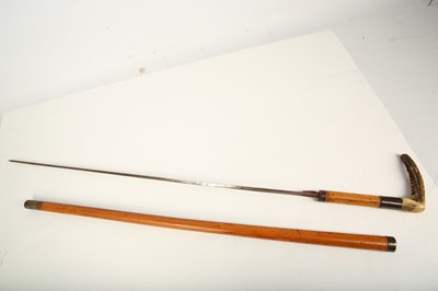 Lot 51 - A 19th century sword stick, featuring rattan...