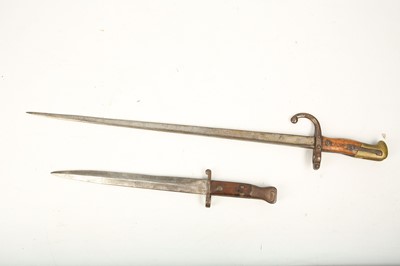 Lot 43 - 1. French Gras rifle bayonet, lacking scabbard....