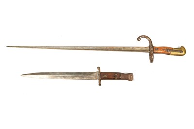 Lot 43 - 1. French Gras rifle bayonet, lacking scabbard....