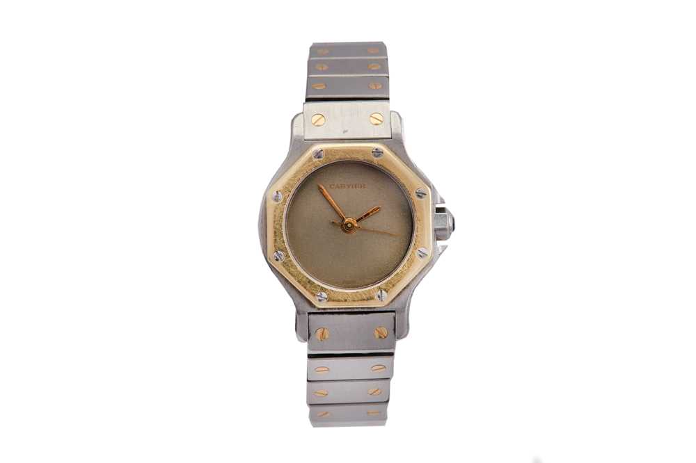 Lot 319 - CARTIER. A LADIES STAINLESS STEEL AUTOMATIC...