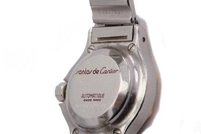 Lot 319 - CARTIER. A LADIES STAINLESS STEEL AUTOMATIC...