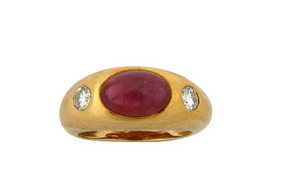 Lot 165 - A ruby and diamond ring The horizontally-set...