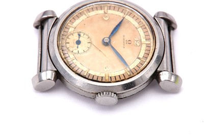 Lot 335 - OMEGA. A STAINLESS STEEL MANUAL WIND WATCH....