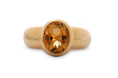 Lot 366 - A citrine single-stone ring, the oval-cut...