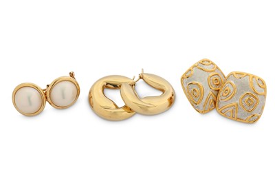 Lot 368 - Three sets of earrings, including a pair of...