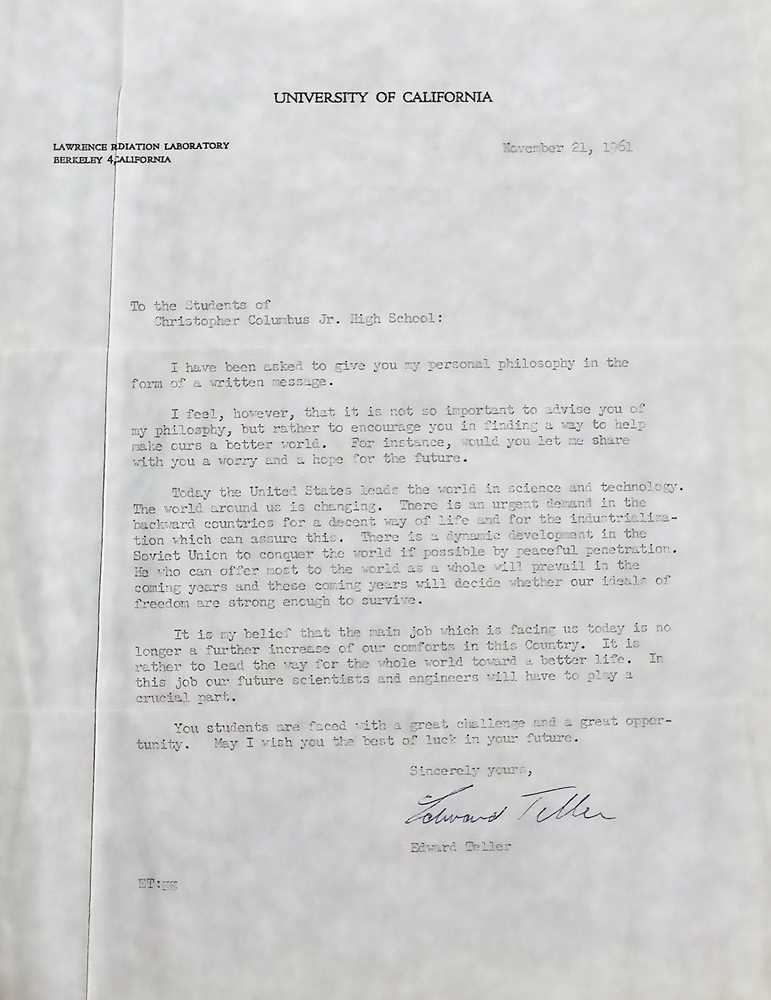 Lot 277 - Teller (Edward) Typed letter signed ('Edward...