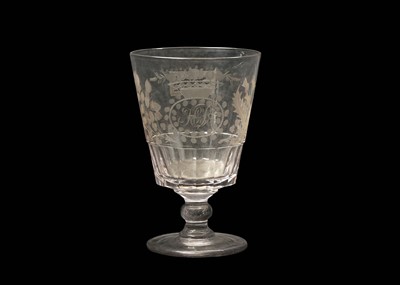 Lot 199 - A LARGE ENGRAVED GLASS GOBLET, 19th Century,...