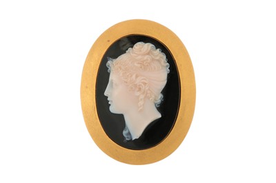 Lot 95 - A 19th century onyx cameo brooch Oval,...