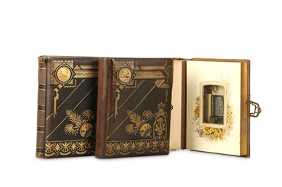 Lot 219 - THREE VICTORIAN LEATHER BOUND PHOTOGRAPH...
