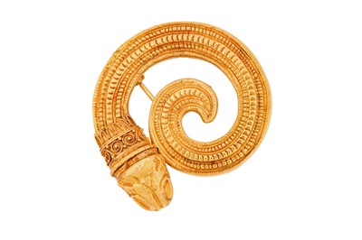 Lot 107 - A brooch, by Lalaounis The textured scroll...