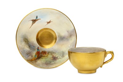 Lot 178 - A ROYAL WORCESTER CABINET CUP AND SAUCER BY...