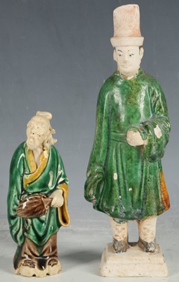 Lot 179 - Two Sancai Ming style tomb figures, 20cm high,...