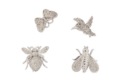 Lot 175 - A set of four diamond-set brooches...