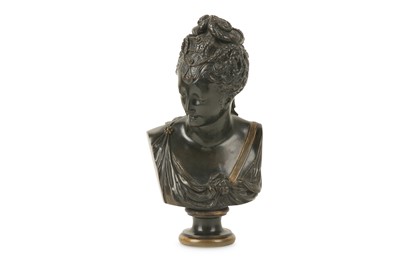 Lot 100 - A 19TH CENTURY FRENCH BRONZE BUST OF A...