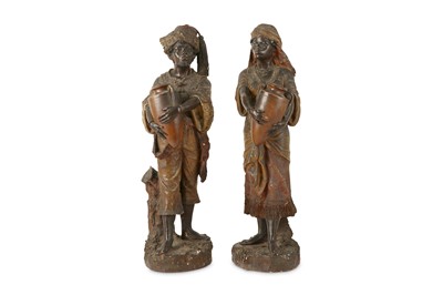 Lot 102 - A PAIR OF LATE 19TH POLYCHROME PLASTER FIGURES...