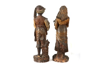 Lot 102 - A PAIR OF LATE 19TH POLYCHROME PLASTER FIGURES...