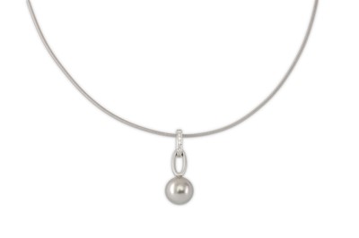 Lot 126 - A cultured pearl and diamond pendant...