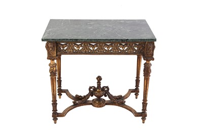 Lot 758 - A giltwood side table in Louis XV style, the...