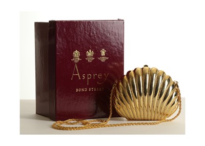 Lot 216 - Asprey Shell Minaudiere, gold plated with...