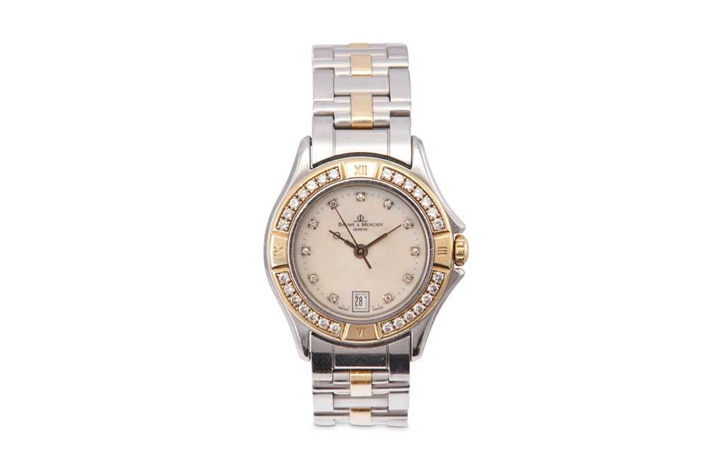 Lot 254 - BAUME & MERCIER. A LADIES STAINLESS STEEL...