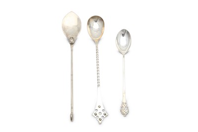 Lot 336 - A mixed group of three sterling serving spoons,...