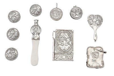 Lot 347 - A mixed group of sterling silver Vertu items,...