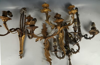 Lot 463 - A pair of French Rococo style two branch wall...